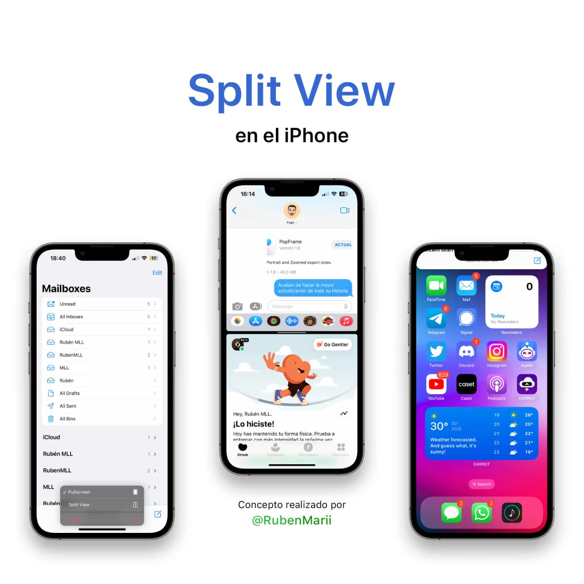 Concepto de Split View en el iPhone